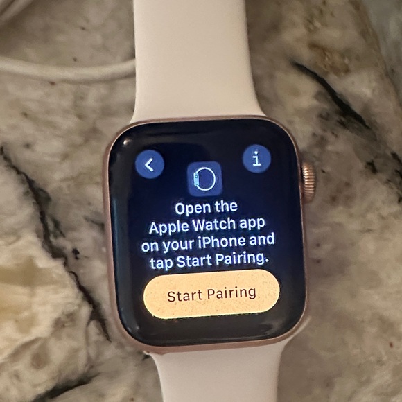 Apple Watch with White Sport Band and Rose Gold Case